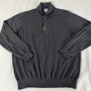 Thomas Dean Dark Gray Pullover Sweater 100% Merino Wool Preppy Casual‎ Sz XL
